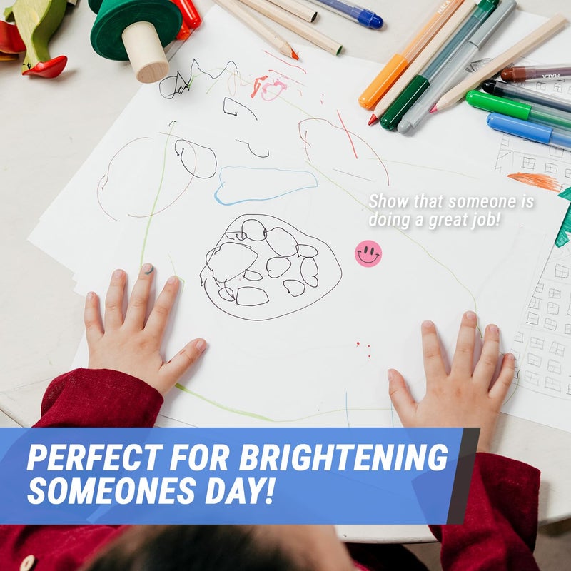 OfficeSmartLabels Happy Smiley Face Stickers (1/2 inch, Pink - 300 Labels) Circle Dot Smiley Face Labels for Incentive or Motivation - Image 5